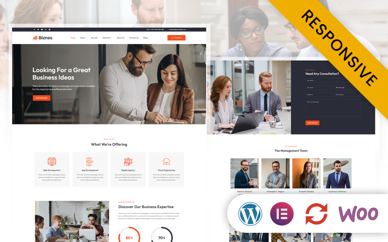 Biznes - Thème WordPress réactif pour entreprise Elementor