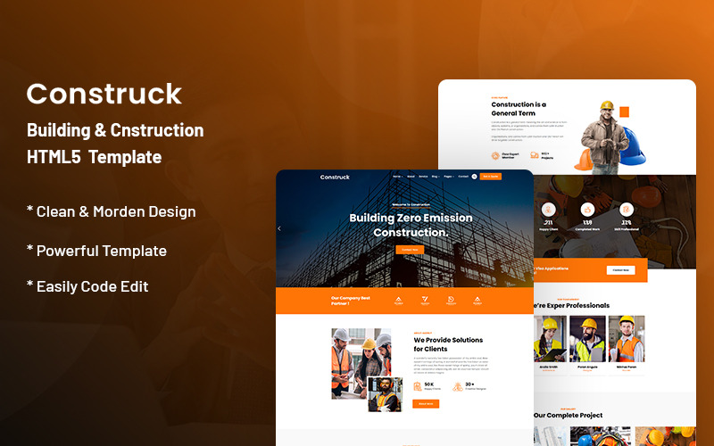 Construck – šablona webu stavební firmy
