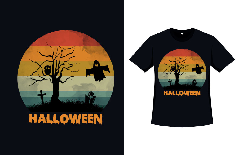Halloween Ghostly Retro T-shirt Design