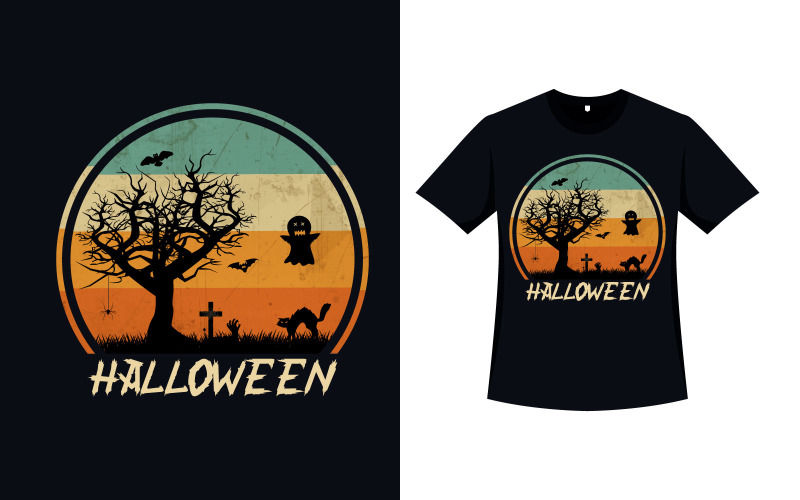 T-shirt de couleur rétro élégant d'Halloween