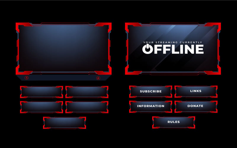 Online Gaming Stream Overlay Vector #273237 - TemplateMonster