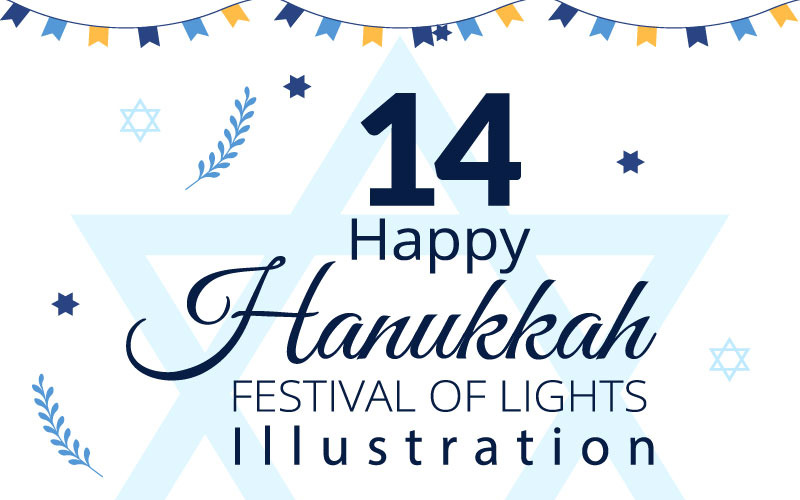 14 Happy Chanukka jüdische Feiertagsillustration