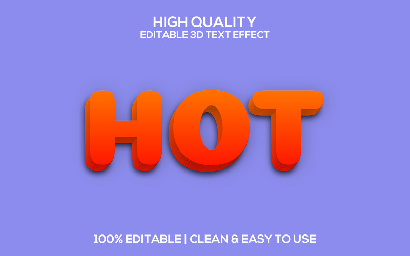 Quente | Estilo de texto 3D PSD quente | Efeito de texto PSD editável quente | Estilo de fonte PSD quente moderno