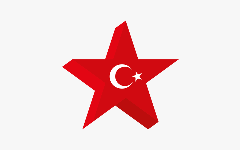 Türkiye Bayrağı Yıldız Illüstrasyon Vektör