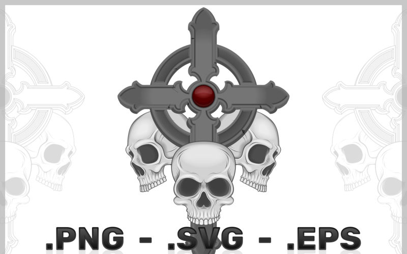 Vector Design Of Skulls With Christian Cross