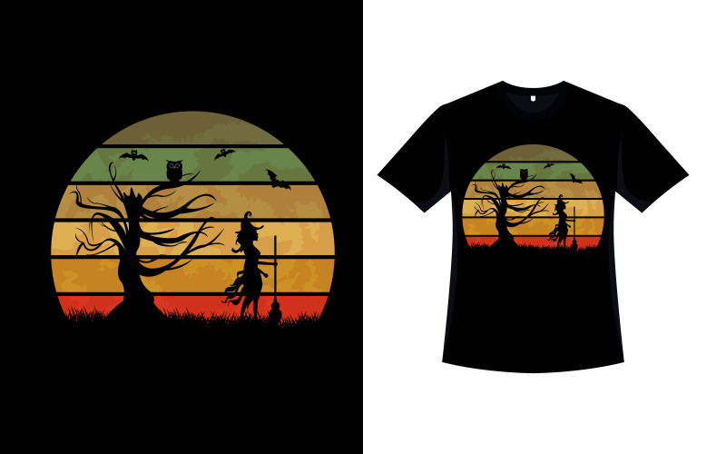 Baskı için Halloween Retro T-shirt Tasarımı