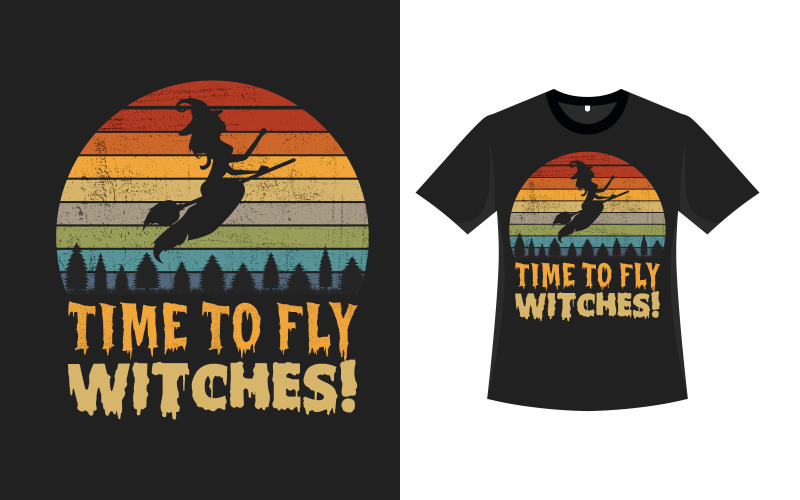 Cadılar Bayramı Ürkütücü Cadı Tişört Tasarımı