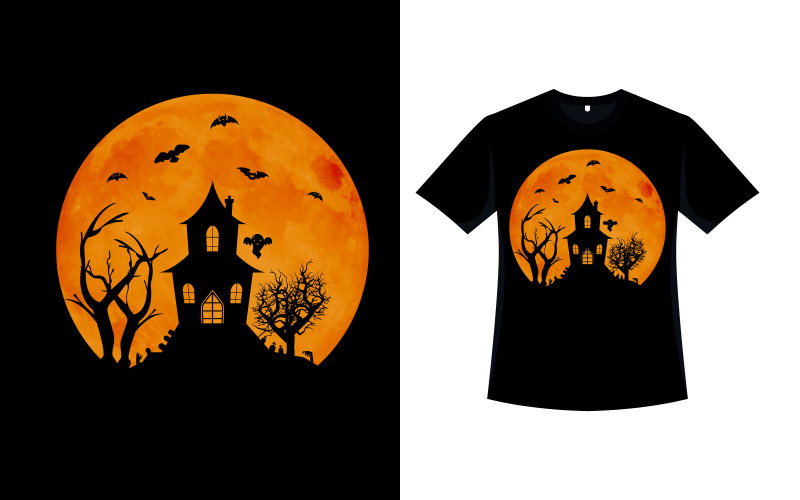 Halloweenowy stylowy projekt koszulki w stylu retro