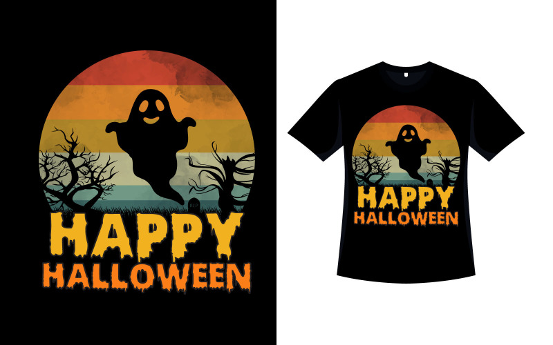 Happy Halloween Retro barevné tričko Art