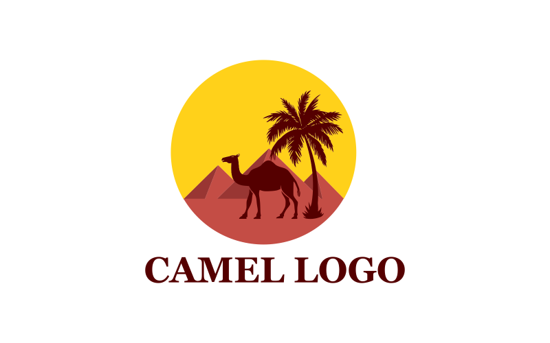 Modèle de conception de logo rétro chameau