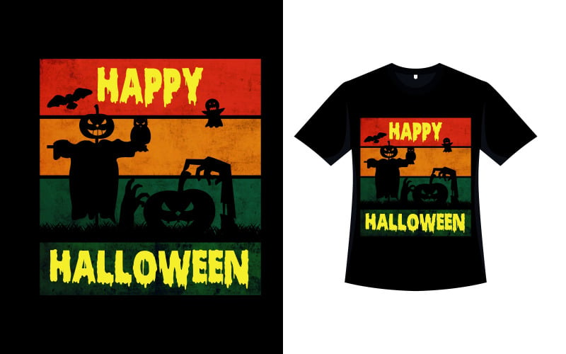 Mutlu Cadılar Bayramı Vintage Tişört Tasarımı