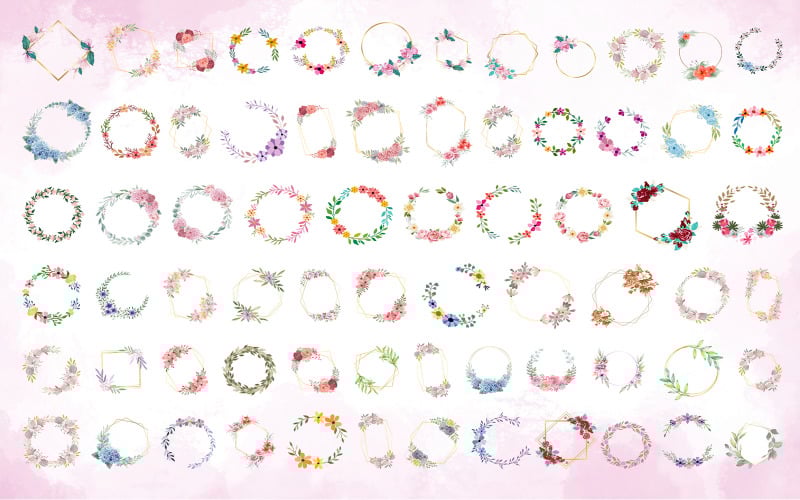 Aquarell Blumenrahmen Bundle, Blumenrahmen