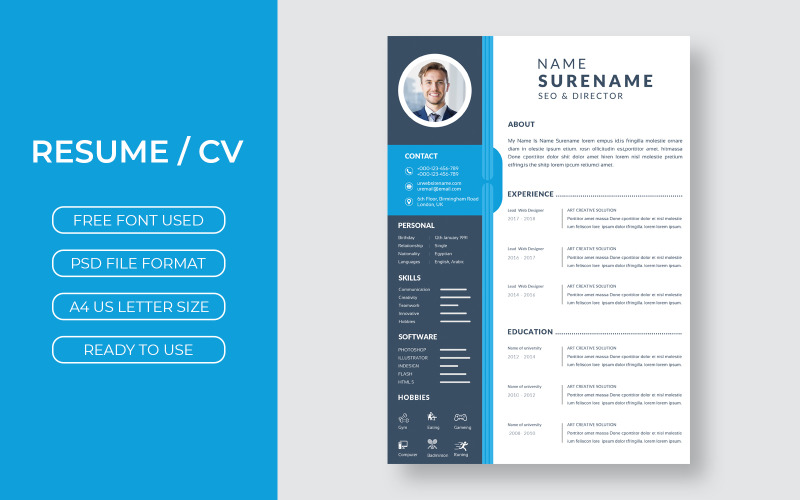 Beautiful Curriculum - Elegant Stylish Theme Resume Template