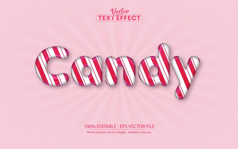 Candy - Bearbeitbarer Texteffekt, Comic und rosa Cartoon-Textstil, Grafikillustration