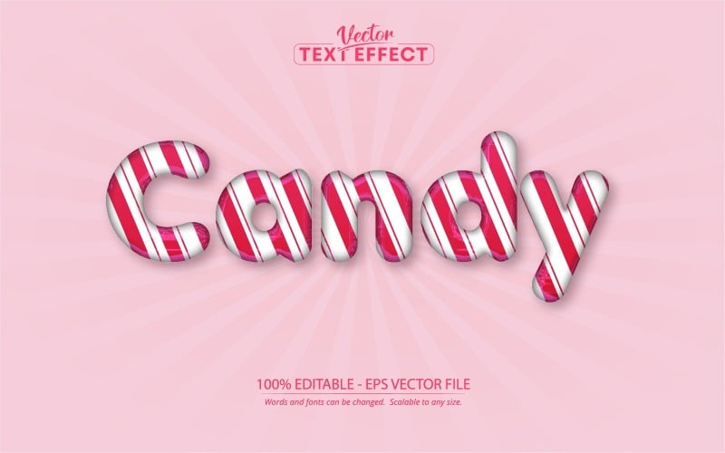 Candy - bewerkbaar teksteffect, komische en roze cartoon-tekststijl, grafische illustratie