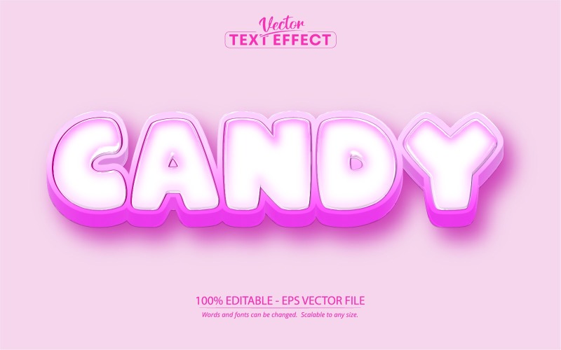 Candy - Editable Text Effect, Pink Comic And Cartoon Text Style, Graphics  Illustration