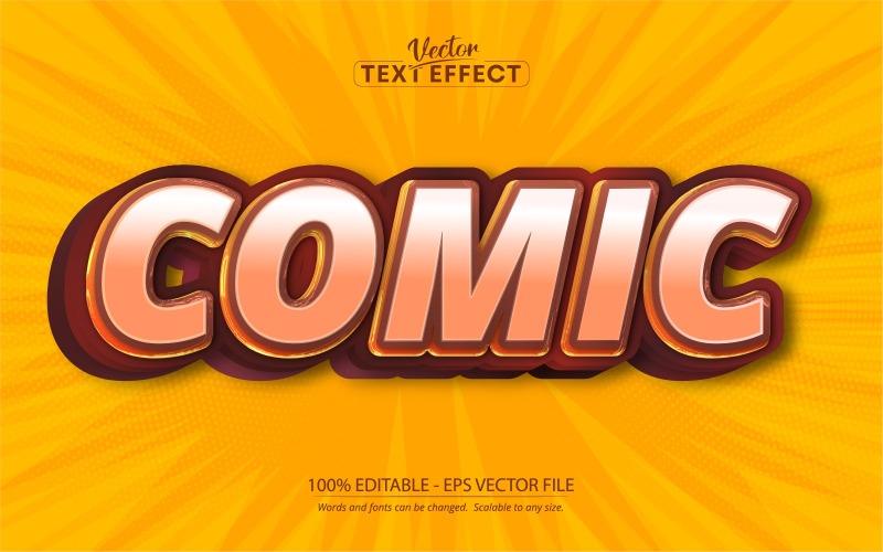 Comic - редактируемый текстовый эффект, стиль комикса и оранжевого мультяшного текста, графическая иллюстрация