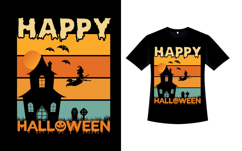 Halloween Stijlvol Retro Zwart T-shirt Ontwerp