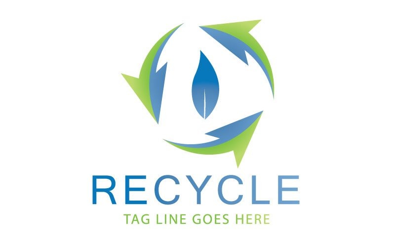 Logotipo de reciclagem de cor verde e azul