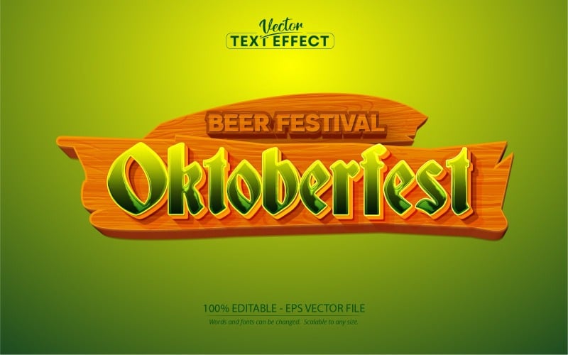 Oktoberfest - Effetto testo modificabile, stile testo fumetto e fumetto rosa, illustrazione grafica
