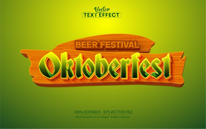 Oktoberfest - redigerbar texteffekt, rosa komisk och tecknad textstil, grafikillustration