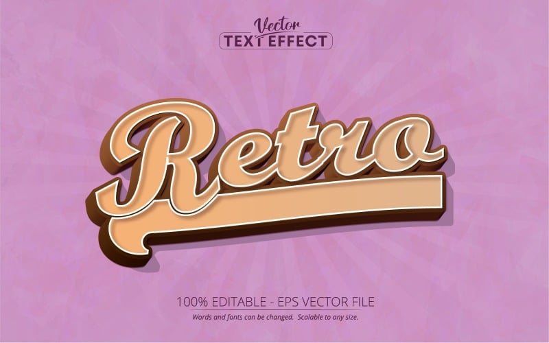 Retro - edytowalny efekt tekstowy, styl tekstu w stylu vintage i retro z lat 70. i 80., ilustracja graficzna
