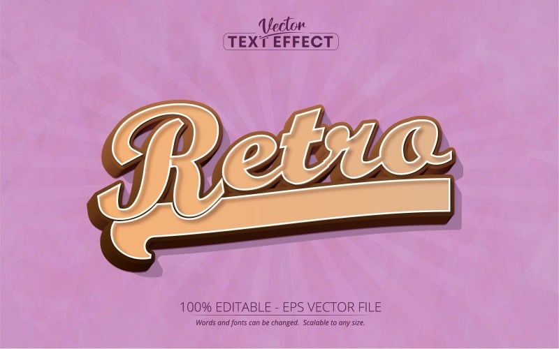 Retro - Effetto testo modificabile, stile testo vintage e retrò anni '70 anni '80, illustrazione grafica