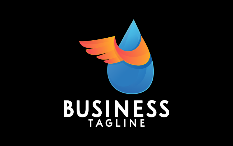 su damlaları kanatlı degrade logo şablonu