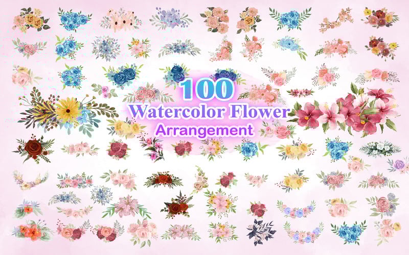 Watercolor Flower Arrangement, Watercolor Flower Illustration