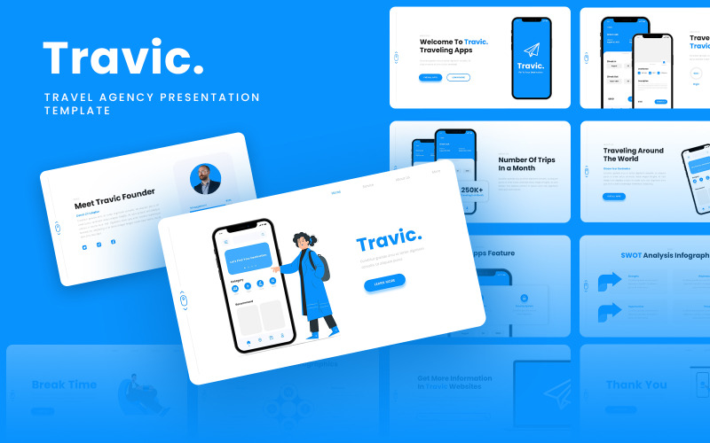 Travic - Modello di diapositive di Google per l'app mobile dell'agenzia di viaggi