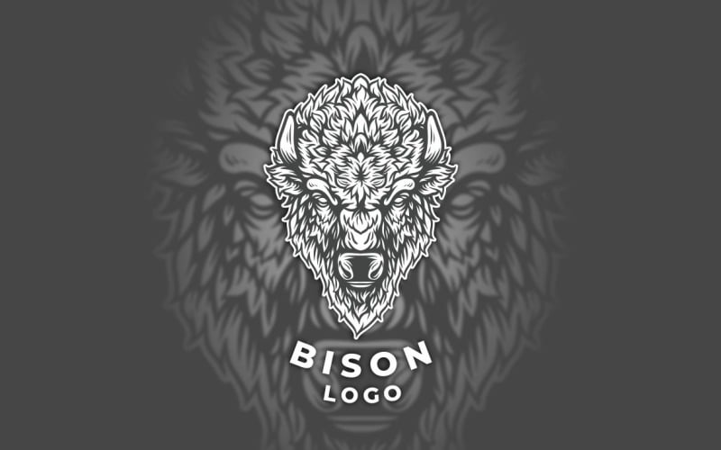 bison vector logo template