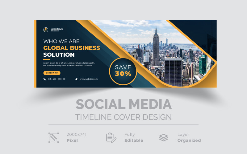 Modèle de couverture de médias sociaux Global Business Solutions