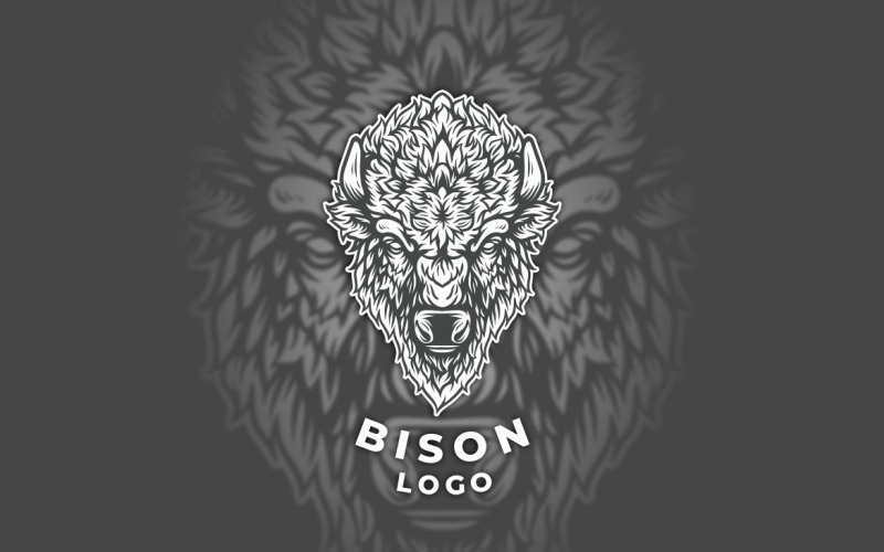 modelo de logotipo de vetor de bisão