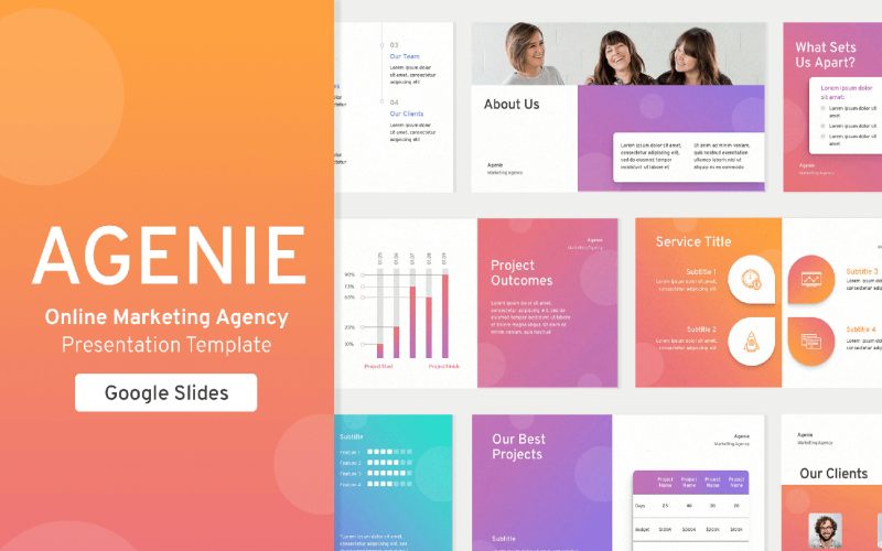 Šablona prezentace marketingové online agentury Google Slides
