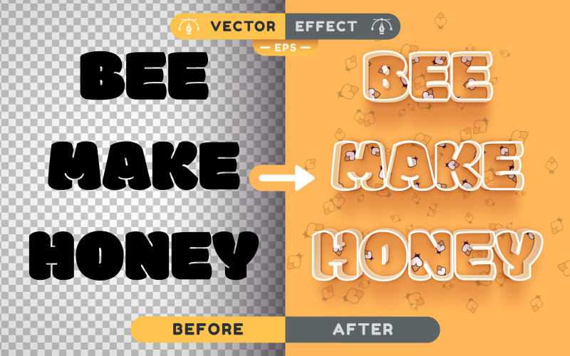 Bee Honey - Effetto testo modificabile, stile carattere