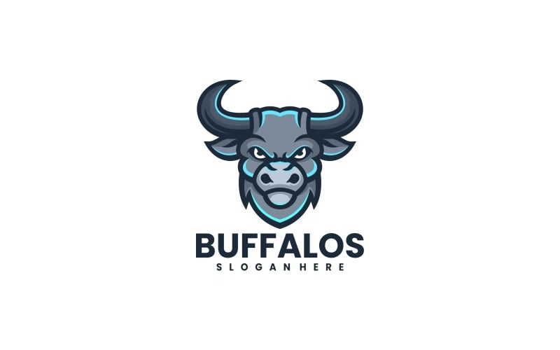 Style de logo de mascotte simple Buffalo