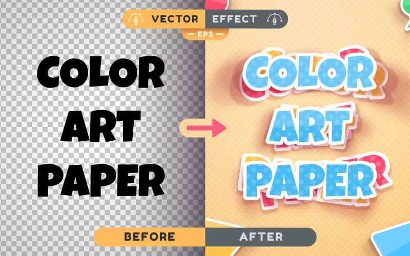 Color Art Paper - Editable Text Effect, Font Style, Design Illustration