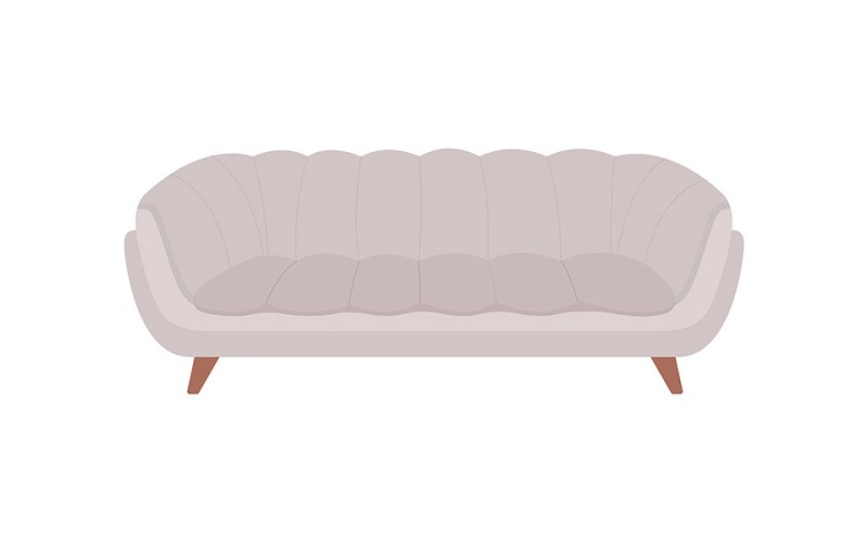 Halbflaches Farbvektorobjekt der grauen Couch