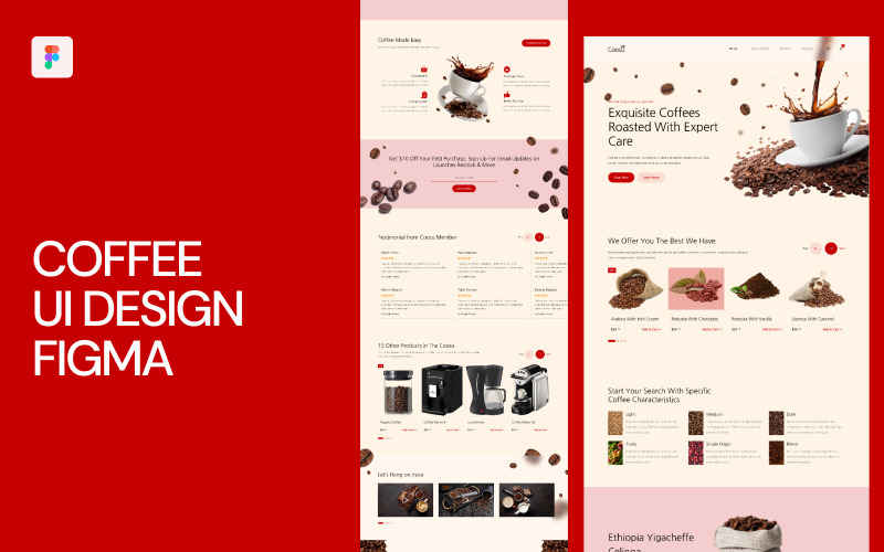 Koffie UI-ontwerp Figma-sjabloon