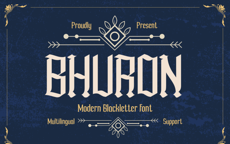 Presentazione del carattere Bhuron Blackletter