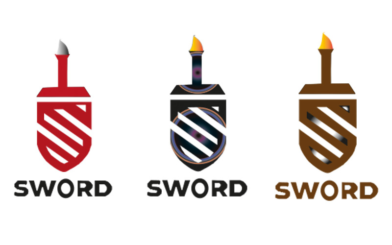 Plantilla de logotipo de escudo de espada