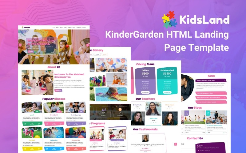 Šablona vstupní stránky HTML5 Kidsland – Mateřská škola