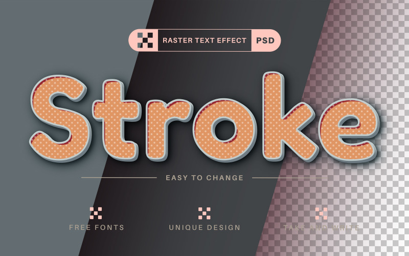 Stroke Polka Dot Editable Text Effect,  Font Style, Design Illustration