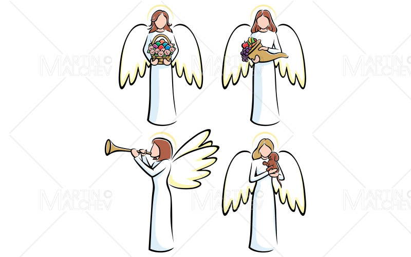 Ангелы набор 3 векторные иллюстрации