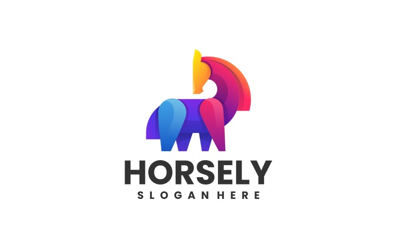 Cheval Dégradé Coloré Logo Vol.7