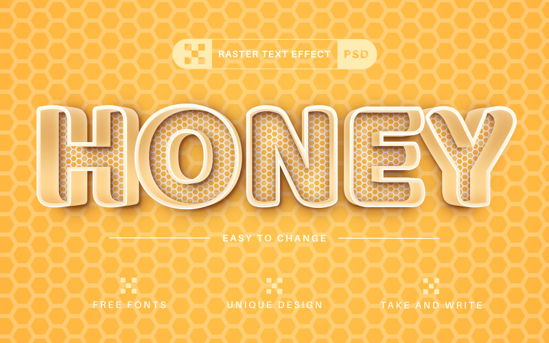 PSD Honey - Editable Text Effect,  Font Style, Design Illustraton
