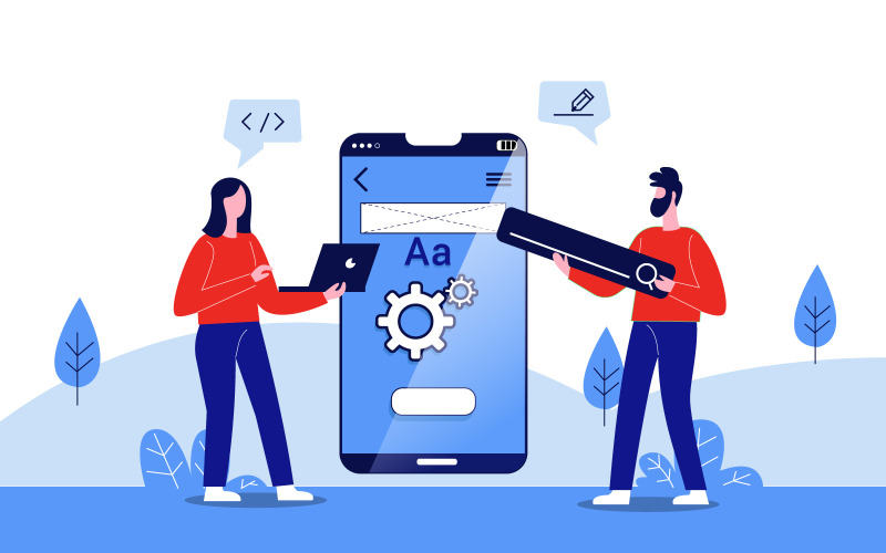 Tworzenie aplikacji mobilnych Free Illustration Concept Vector