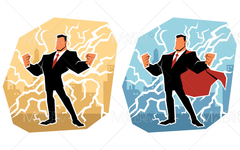 Affärsman makt i staden vektorillustration