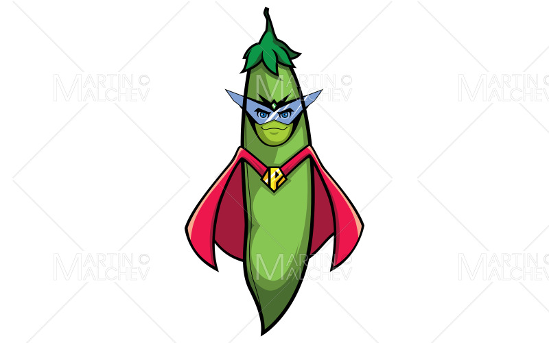 ärtor superhjälte maskot vektorillustration