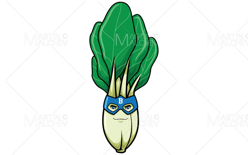 Bok Choy, Superheld, Maskottchen, Vektor, Illustration